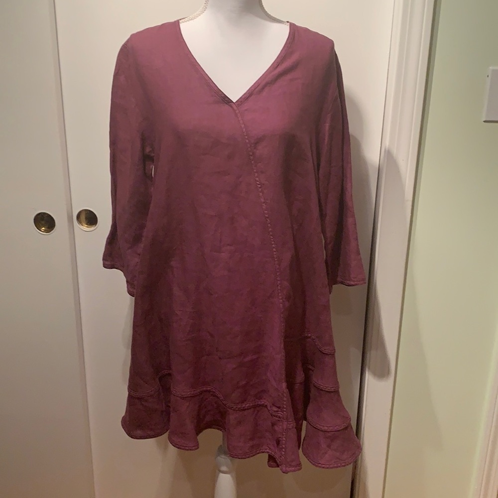 Cynthia Ashby Lagenlook Linen Swing Oversized Tunic Dress S